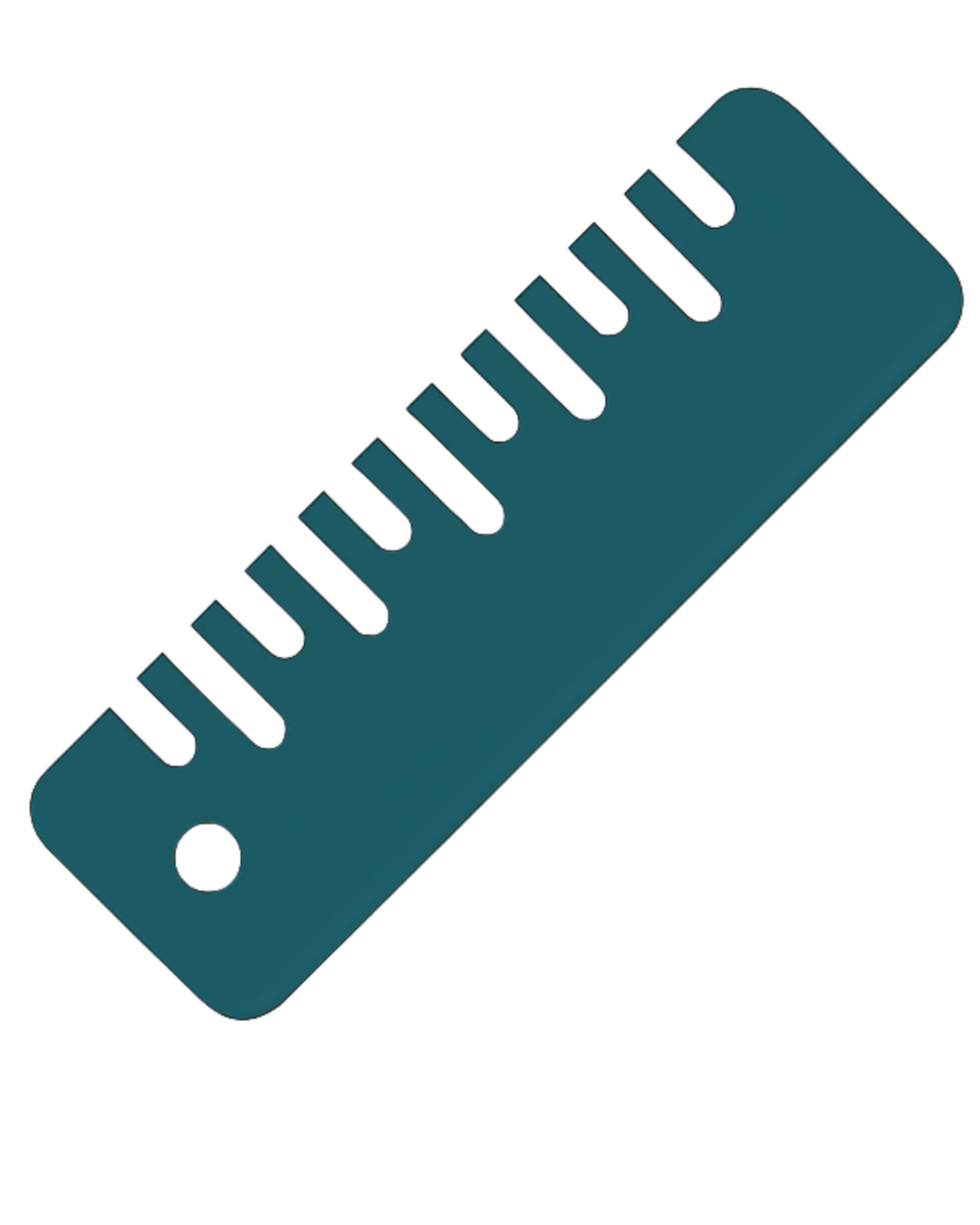 Ein Lineal in deep green zur Abmessung. Ohne Hintergrund.