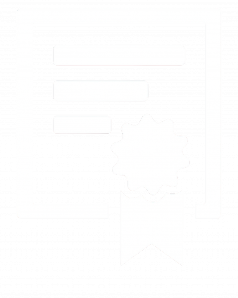 Zertifikat in weiß ohne Hintergrund.