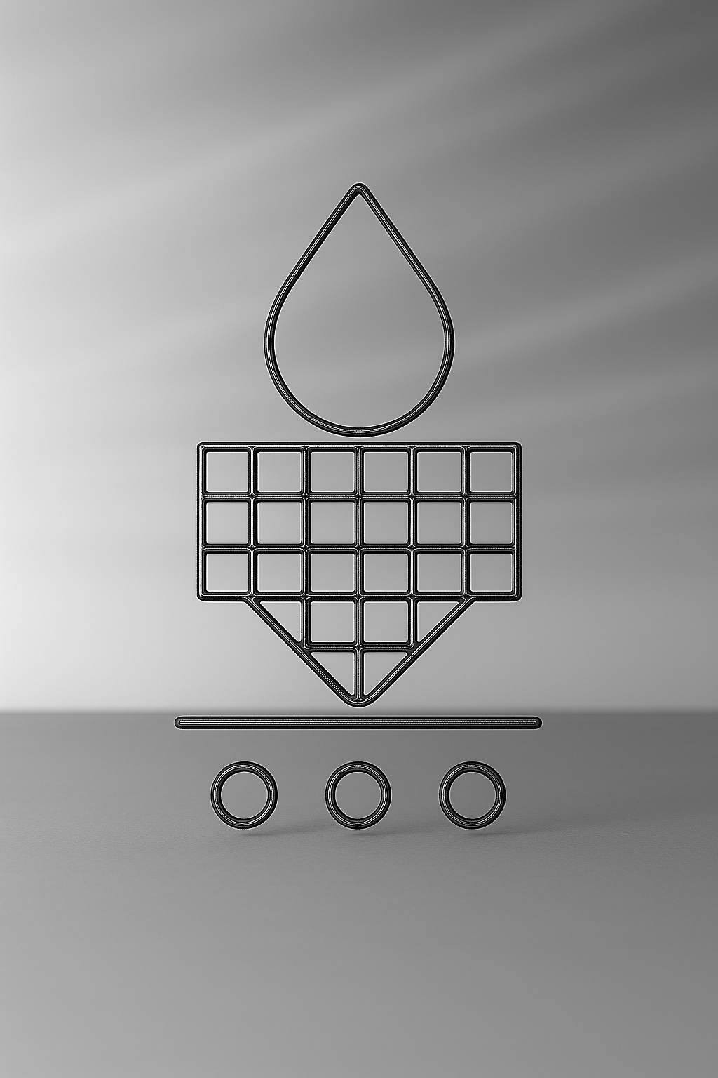 Im Vordergrund ist ein Teil der Filtration aus Draht. Der Hintergrund ist gräulich verwaschen.