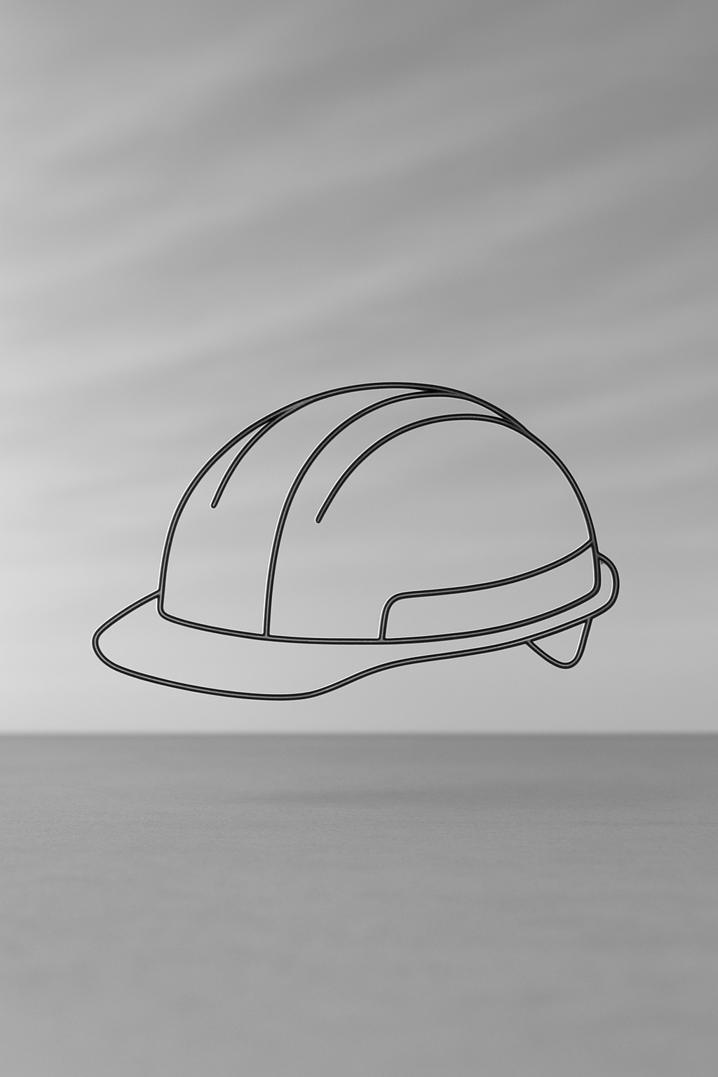 Im Vordergrund steht ein Bauhelm aus Draht. Der Hintergrund ist gräulich verwaschen.