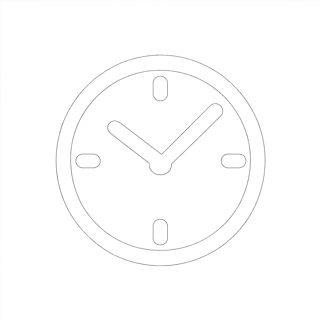 Eine illustrierte Uhr ohne Hintergrund.